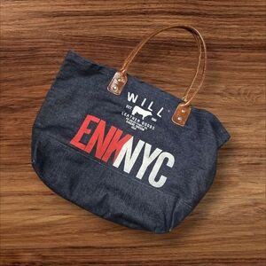 Will Leather ENKNYC Denim Tote Bag with Leather Handles